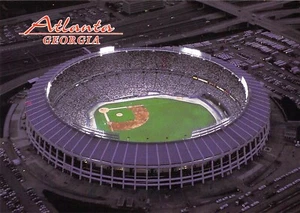 Atlanta Georgia Fulton County Stadium @ Night Baseball postal 5x7 sin usar - Imagen 1 de 2