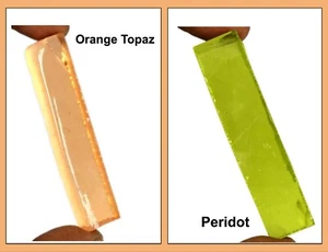 Brasilianischer orangefarbener Topas & Peridot Edelsteinscheibe grobes Paar 170-190 kt zertifiziert - Bild 1 von 6
