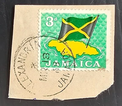 Jamaica 1968 sello 3D en pieza CD Alexandria Foto 1 de 2