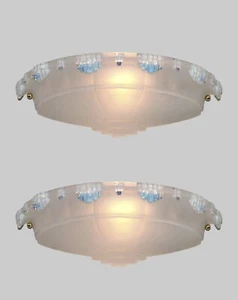 VANDAMME & EZAN : a pair of French 1930s opalescent art deco wall sconces France - Picture 1 of 13