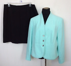 Dress barn Women's Green/Black  100% Polyester 2Pc Skirt Suit Size 10W
