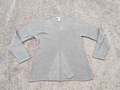 Suéter DKNY Para Mujer XXL Gris Tejido Acanalado Manga Larga Cuello en V Pullover Foto 1 de 4