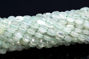4MM Prehnite Faceted Flat Round Button Grade AAA Genuine Natural Loose Beads - Picture 1 of 4