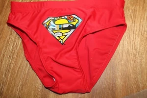 NEW DC COMICS SUPERMAN RED BOYS SWIM BRIEF BOTTOM SIZE 10 - Picture 1 of 2