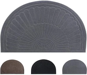 Rubber Doormat Indoor Outdoor Half Round Front Door Mat, Low Profile Welcome Mat - Picture 1 of 21
