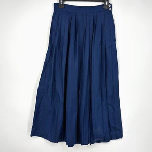 Oxford & Lofton Womens Vintage 8 Fits 2 4 Pleated Maxi Skirt Blue 100% Silk FLAW - Picture 1 of 9