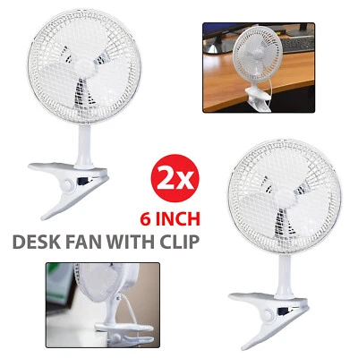 PORTABLE 6 INCH DESK FAN COOLING CLIP FAN 2 SPEED HOME OFFICE FAN - Image 1 of 2