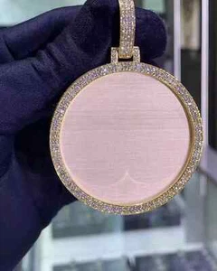 2 Ct Round Cut REAL Moissanite Custom Photo Picture Pendant 14k Rose Gold Plated - Picture 1 of 6