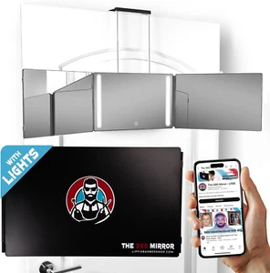 Self Hair Cut System LED Light 3 Way 360 Mirror Adjustable Trifold Barber Mirror - Picture 1 of 12