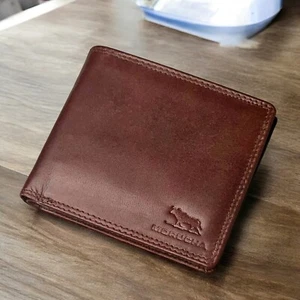 Morucha Herren RFID-blockierend echtes weiches Leder Passcase Geldbörse M-115 burgundisch - Bild 1 von 7