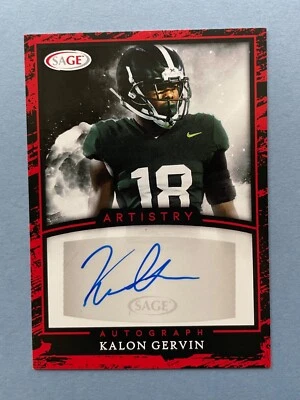 2022 Sage Football Kalon Gervin Auto Red #A-KG2  - Image 1 of 2