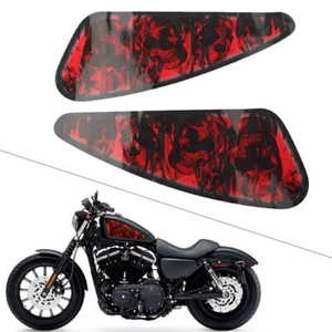 2x Calcomanías 3D Calavera Roja Motocicleta Tanque de Gas Combustible Pegatinas Para Harley XL883 1200 - Imagen 1 de 11