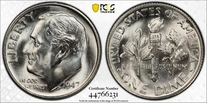 1947 S/S 10C Silver Roosevelt Dime PCGS MS 67 RPM FS-503 - Picture 1 of 4