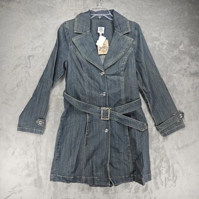 Abrigo vaquero Ivy Jane para mujer con estrás y cinturón estilo 13890 pequeño nuevo con etiquetas Foto 1 de 4