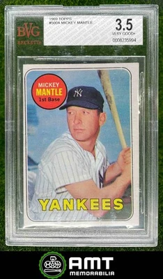 5994 1969 Topps #500a Mickey Mantle New York Yankees Last Name in Yellow BVG 3.5 - Image 1 of 3