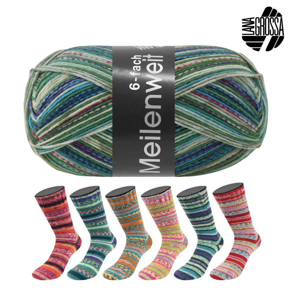 Lana Grossa MEILENWEIT 150 g PICCATA strapazierfähige, warme 6-fach Sockenwolle - Bild 1 von 1