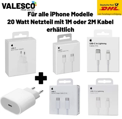ORIGINAL Apple 20W USBC Adapter Netzteil & iPhone  X bis 17 Pro Max 1m2m Kabel - Bild 1 von 4