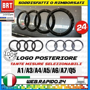 LOGO STEMMA ANELLI POSTERIORE AUDI NERO ARGENTO LUCIDO A1 A3 A4 A5 A6 Q2 Q3 Q5 - Foto 1 di 12