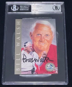 Bill Walsh 1998 Ron Mix HOF Platinum Auto Signed Rookie Card (RC) Beckett BAS - Picture 1 of 4