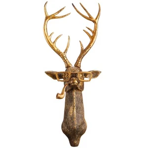 Faux Animal Heads Wall Decor Gold Head Mount Animal Sculptures Hanging Bronze... - Picture 1 of 6