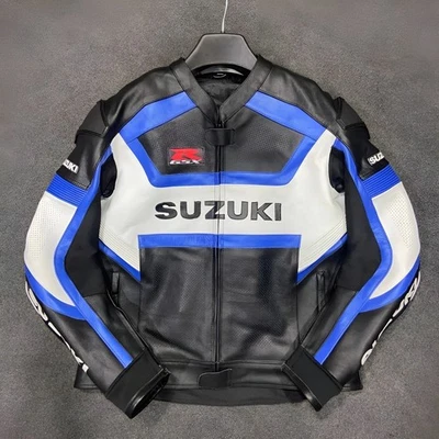 Chaqueta de cuero para motocicletas Suzuki GSXR Racing nueva chaqueta para motociclista Suzuki Foto 1 de 4