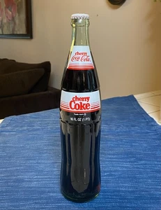Vintage 1985 Cherry Coke versiegelt voll original ungeöffnet Glas Coca Cola 16 Unzen Flasche - Bild 1 von 5