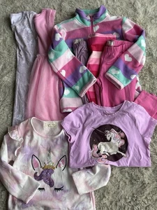 Girls Size 6-7 Lot Pink Unicorns Summer Fall Outfits 8 Piece - Picture 1 of 6