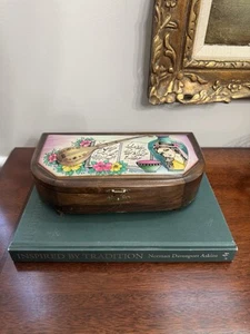 Bohemian Leather Wooden Footed Dresser Jewelry Box | Bohemian MCM Style - Picture 1 of 18