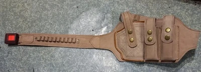 Universal Leather Belt Holster with 2Mags for Glock,Beretta,S&W and like. - Image 1 of 4