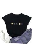  Women's Cute Tee Graphic Print Crewneck Short Sleeve T Shirts Top Large Black