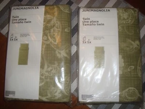 2 Sets - Ikea Doppelbettbezug und Kissenbezug Junimagnolia grüne Bettwäsche NEU - Bild 1 von 10