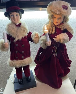 Christmas Carolers Decoration Traditions Animated Victorian Couple Lighted 26" - Picture 1 of 21