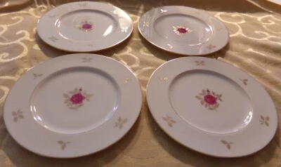 4 Lenox China Rhodora Pink Rose Gold 8 1/4 Inch Salad Plates Excellent! - Image 1 of 4