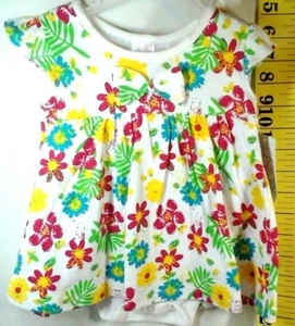 Vestido Floral Blanco 1 Pieza Niñas 6/9 Meses Nuevo Entrepierna a Presión  - Imagen 1 de 5