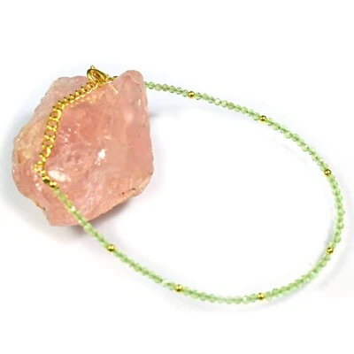Dainty Peridot Faceted Round Gemstone Gold Filled Beaded Women Bracelets 6- 8'' - Image 1 of 4