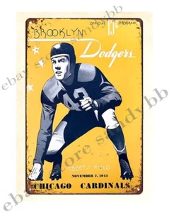 1943 FOOTBALL PROGRAM EBBETS FIELD metal tin sign collectible s - Picture 1 of 4