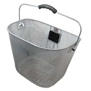 Fahrrad Korb Lenkerkorb Einkaufskorb vorn abnehmbar Klick-Halterung silber - Bild 1 von 4