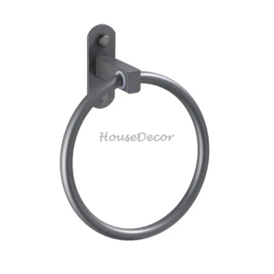 Grey Round Bathroom Hand Towel Ring Holder Wall Mounted Clothes Hanger Rack New - Image 1 of 4