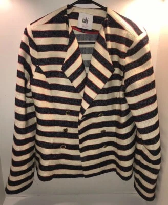 Cabi Cream 海军蓝水手条纹西装外套 6 码 — 第 1/4 张图片