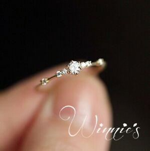 14k gold 7 tiny diamond pieces of exquisite small fresh ladies engagement ring