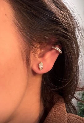 14K Yellow Gold Marquise Lab Grown Diamond Bezel Stud Earrings 1.00ctw - Image 1 of 2