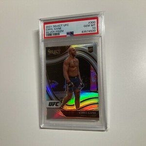 Ciryl Gane 2021 Panini Select UFC Octagonside Silver Prizm Card #300 SSP PSA 10