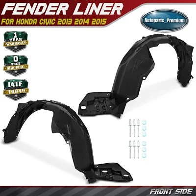 2x Forros de guardabarros interiores delanteros con espuma aislante para Honda Civic 2013-2015 sedán Foto 1 de 4