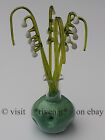 GLASS FLOWERS GIFT IN A VASE OF LILY OF THE VALLEY, GRASS, GREEN DECORATIVE SAND