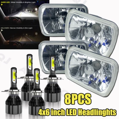 4Pcs 4x6" LED Headlights Sealed Hi/Lo Fog light Fit Freightliner FLD120 112 FLD - Imagem 1 de 4