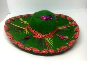 MEXICAN MINI SOMBRERO 6" TRADITIONAL HAT Ornament Cap Hand Made Embroidery Kids  - Picture 1 of 11