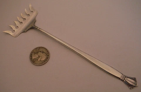 Weidlich Jenny Lind Sterling Silver 6.75" Long Handle Sardine Serving Fork c1938 Cover
