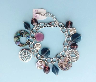 Lia София «Нептун/Windsong» подлинный абалона w/стеклянные бусины браслет с брелоками RV $62 - Изображение 1 из 2