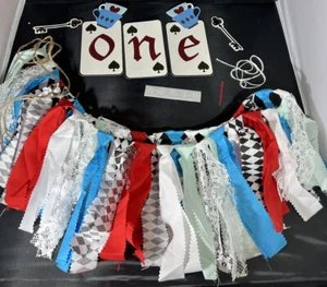 Alice in Wonderland “One” High Chair Banner Ribbon Fringe Decor Birthday Party - Picture 1 of 4