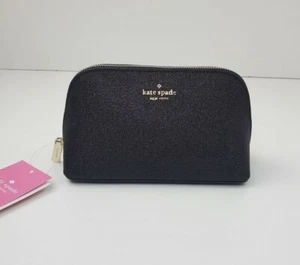 Kate Spade Shimmy Glitter Fabric Small Cosmetic Makeup Case Black NWT - Picture 1 of 7